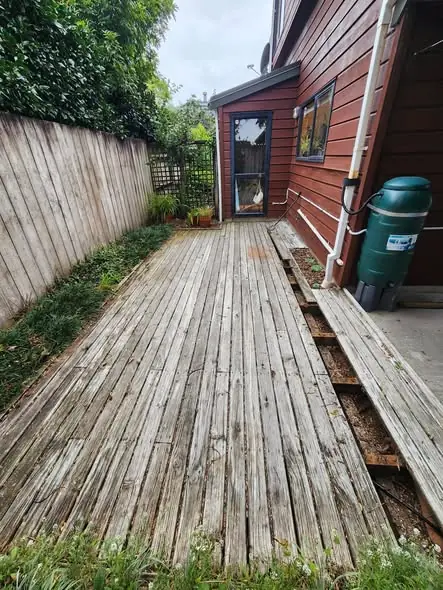Before: Pine deck replacement and renovation in Hobsonville