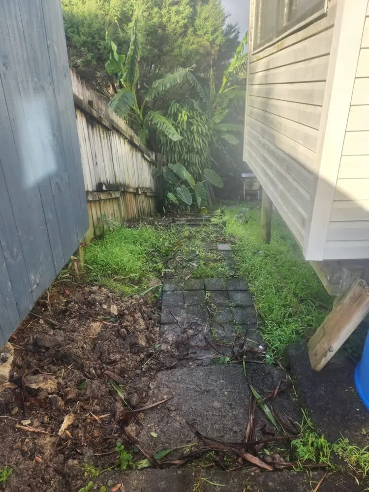 Before: Side access walkway and timber steps in Massey