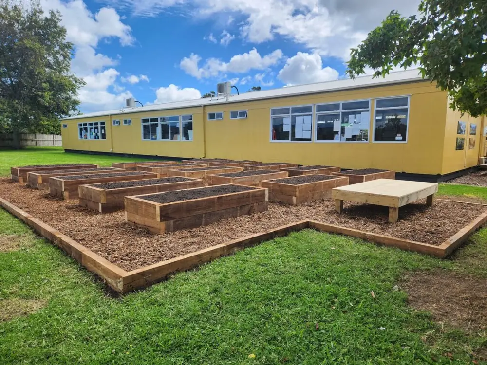 After: Raised garden beds for a school learning garden in Sunnyvale