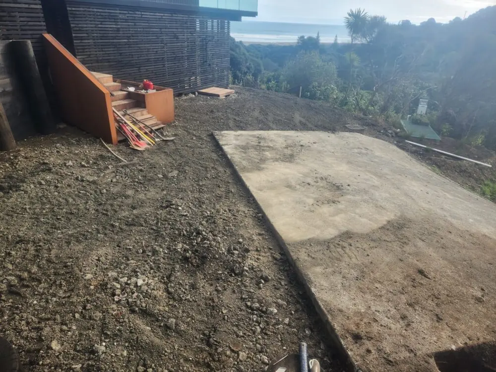Before: Driveway excavation and grass paver installation in Piha